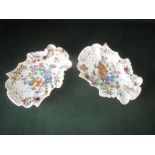 Pair of Masons patent ironstone china dishes with moulded and painted decoration, impressed marks