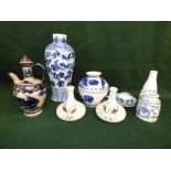 A group of Chinese blue and white wares; together with a pair of crackle-glazed vases, and an ewer.