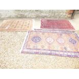 Tekke Turkmen rug 160cm x 92cm, a wool rug 160cm x 103cm and a Kelim with birds, animals and