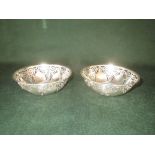 Pair hallmarked silver bon bon dishes Sheffield 1902 makers mark R & B 3oz