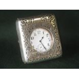 White metal pocket watch in hallmarked silver mounted case London 1898 makers mark W.C