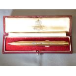 9ct gold propelling pen by Mappin Webb, in a fitted Asprey box
