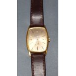 Rolex Cellini gents 18ct gold case watch on brown leather strap with old guarantee