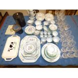 Spode Summer Palace part dinner service, assorted cut glass drinking glasses and 2 slate coolers