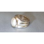 Sterling Silver ring set with White Mabe Pearl by Kristina Charrington