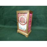 19th century gilt brass carriage clock the full length dial painted in maroon and gilt above a