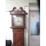 C19th oak and mahogany crossbanded longcase clock with 30 hour movement