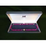 Purple beaded necklace with silver clasp by Bragbrook & Briton, in original box