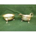 Hallmarked silver Irish sauce boat and Irish silver sugar bowl, 9ozt