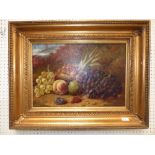 William Hughes (C19th) still life of fruit on a mossy ground, oil on canvas signed and dated
