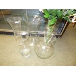 Five large contemporary glass vases