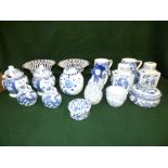 Qty of blue and white china