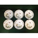 Set of 6 Nymphenburg porcelain "Swan" plates 23cm dia