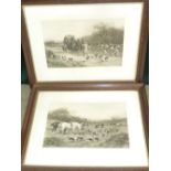 After Heywood Hardy 'Hounds First' 'A Kill in the Open' pair of black and white engravings.