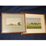 Barrie Dale Two C20th watercolours 'Rural Landscapes' 22cmx32cm and 17cmx26cm framed and glazed