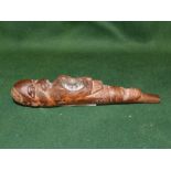 African carved hard wood pipe with figure heads