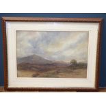 C19th English School "A Highland Landscape with Figures on a Path" watercolour