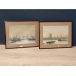 H Williamson "Tower Bridge" and Houses of Parliament, watercolours, a pair, signed 26cm x 37cm