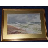 Clara D Davidson (1874-1962) watercolour 'Seascape' signed lower right 35cmx55cm framed and glazed