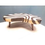 Contemporary design style lacquered marble effect stripe top coffee table 46H x 120W