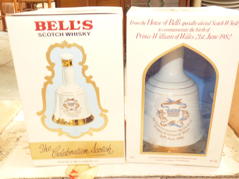 Cased set of twelve Bells Commemorative decanters "Birth of Prince William of Wales", 21st June