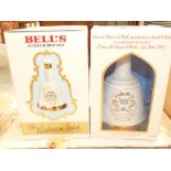 Cased set of twelve Bells Commemorative decanters "Birth of Prince William of Wales", 21st June