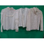 Vintage lace shirts, including one labelled Laura Ashley 'made in Wales'