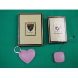 Aspinal of London, pink heart shaped keyring and pink tape measure