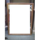 Modern gilt framed oblong bevelled wall mirror 110x84cm overall