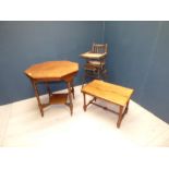 Childs high chair and two occasional tables