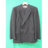 Gents charcoal/chalk striped double breasted suit