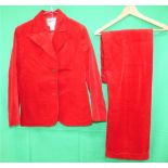 Vintage Jaeger 1970s red velvet straight leg trouser suit