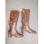 Ladies long brown fashion boots, as new in original packaging, approx size 37