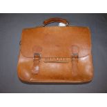 Vintage light tan leather satchel