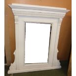 Victorian style white painted over mantel mirror 112cmHx34cmW