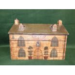 Novelty tea caddy in the form of a house, painted with two division lidded interior, 30cm W