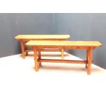 Pair of small oak benches 15H x 112W