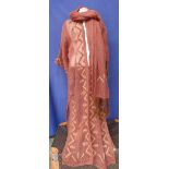 Vintage brown and cream, robe and shawl, made from very fine camel hair, from Aleppo in Syria