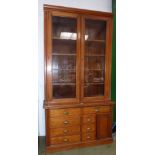 Victorian mahogany glazed top book case with graduated drawer base (been re-altered) 243H x 128W