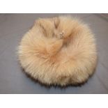 Russian style fur hat baring Russian makers label, light brown