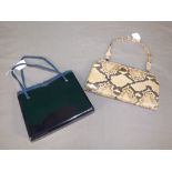 Stuart Weitzman vintage handbag, navy, and a vintage snakeskin handbag