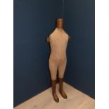 Vintage Tailors Dummy/mannequin, in the shape of a child or jockey, wooden feet and bodice