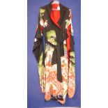 Vintage kimono in multicoloured oriental pattern, from Singapore in 1960s