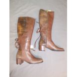 Ladies long brown fashion boots, as new in original packaging, approx size 38