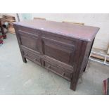 C18th oak dower chest with rising top, panelled front