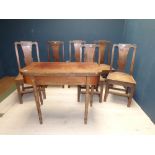 Early C19th mahogany card table (for restoration) and six C19th oak standard chairs (French