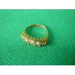18ct gold five stone diamonds half hoop ring size O. Approx 1.16 metric carat 5.7g