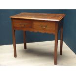 Georgian mahogany side table with 2 single drawers on chamfered legs, 78cmHx87cmW