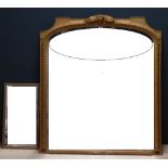 Victorian gilt wood overmantel mirror and modern gilt framed wall mirror, 123H x118W