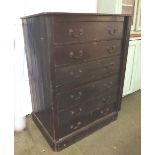 Victorian stained pine document chest of 6 graduated long drawers with brass handles, 128cmH x97cmW